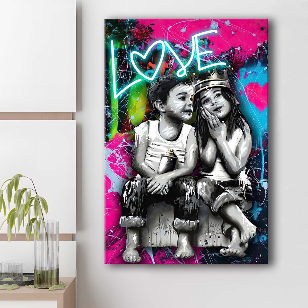 Love Neon Sign Effect Art, Canvas Print, Luxury Wall Art Decor, Modern Art