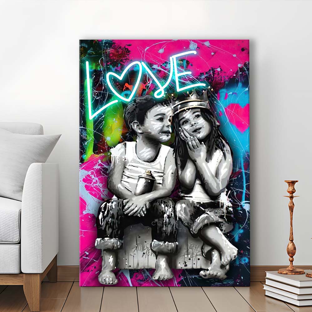 Love Neon Sign Effect Art, Canvas Print, Luxury Wall Art Decor, Modern Art