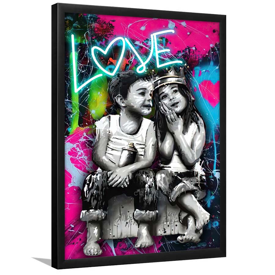 Love Neon Sign Effect Art, Framed Art Print, Picture Framed Wall Art Decor