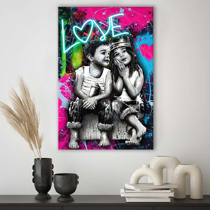 Love Neon Sign Effect Art, Canvas Print, Luxury Wall Art Decor, Modern Art