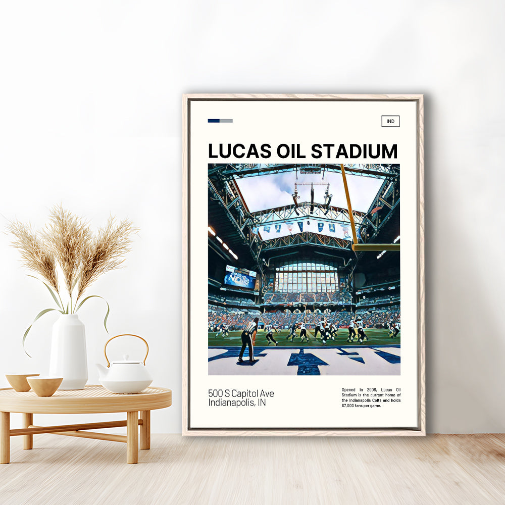 Lucas Oil Stadium Print, Indianapolis Colts Stadium Canvas Art, Man Cave Gift, Floating Framed Canvas Print Wall Art