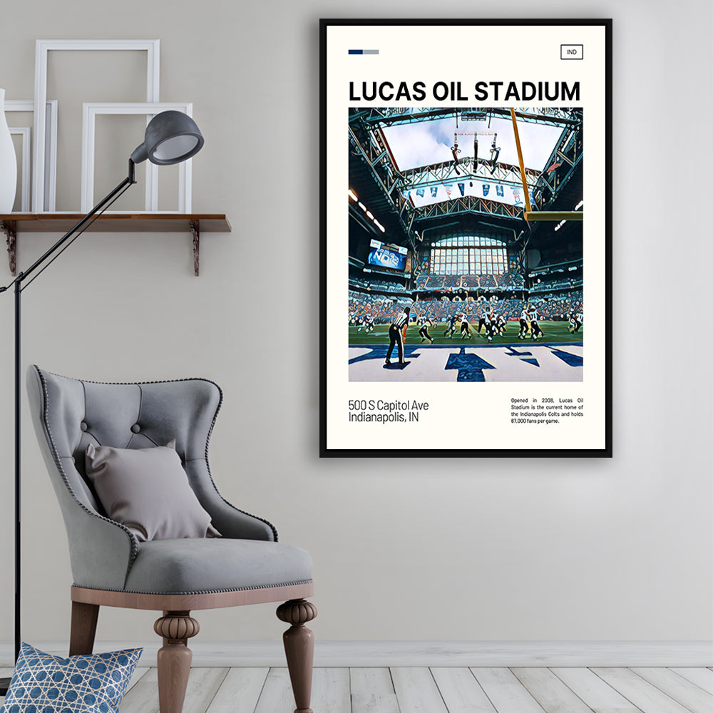 Lucas Oil Stadium Print, Indianapolis Colts Stadium Canvas Art, Man Cave Gift, Floating Framed Canvas Print Wall Art
