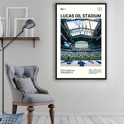 Lucas Oil Stadium Print, Indianapolis Colts Stadium Canvas Art, Man Cave Gift, Floating Framed Canvas Print Wall Art