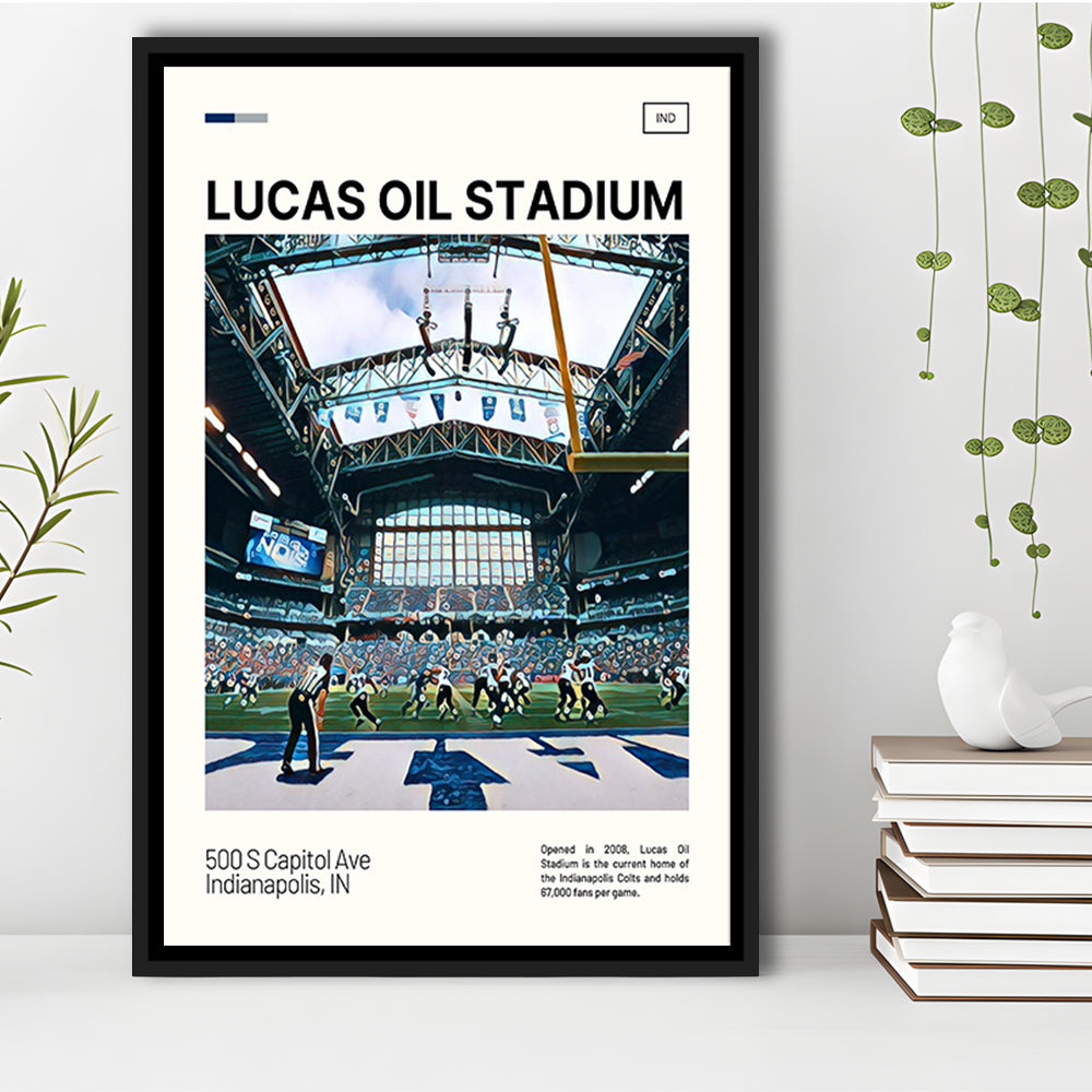 Lucas Oil Stadium Print, Indianapolis Colts Stadium Canvas Art, Man Cave Gift, Floating Framed Canvas Print Wall Art