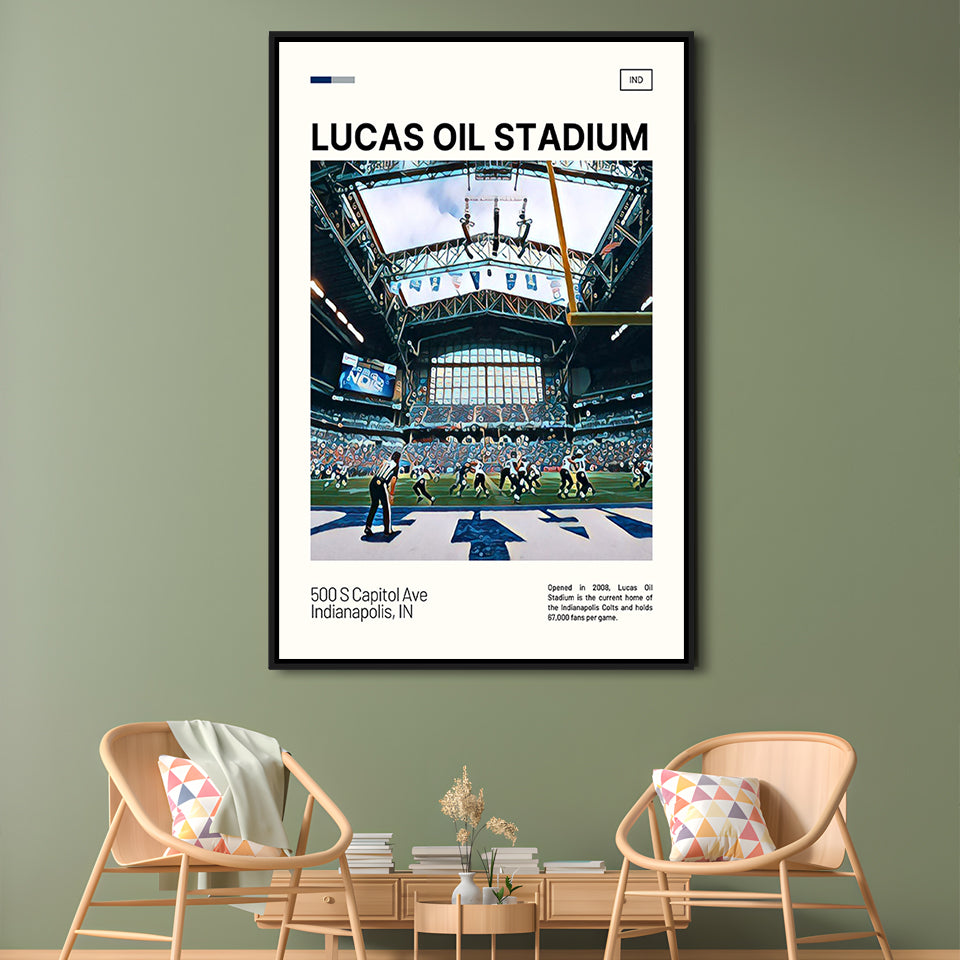 Lucas Oil Stadium Print, Indianapolis Colts Stadium Canvas Art, Man Cave Gift, Floating Framed Canvas Print Wall Art