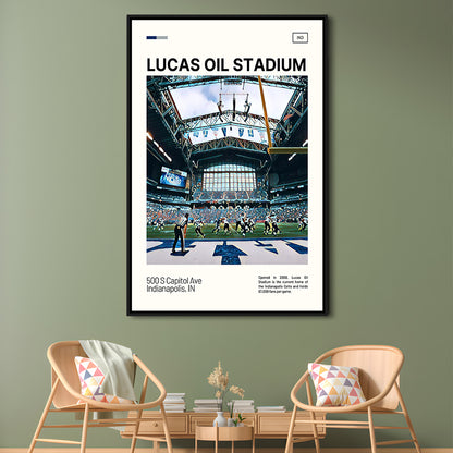 Lucas Oil Stadium Print, Indianapolis Colts Stadium Canvas Art, Man Cave Gift, Floating Framed Canvas Print Wall Art