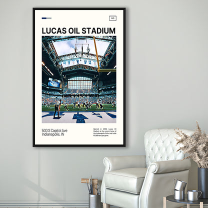 Lucas Oil Stadium Print, Indianapolis Colts Stadium Canvas Art, Man Cave Gift, Floating Framed Canvas Print Wall Art