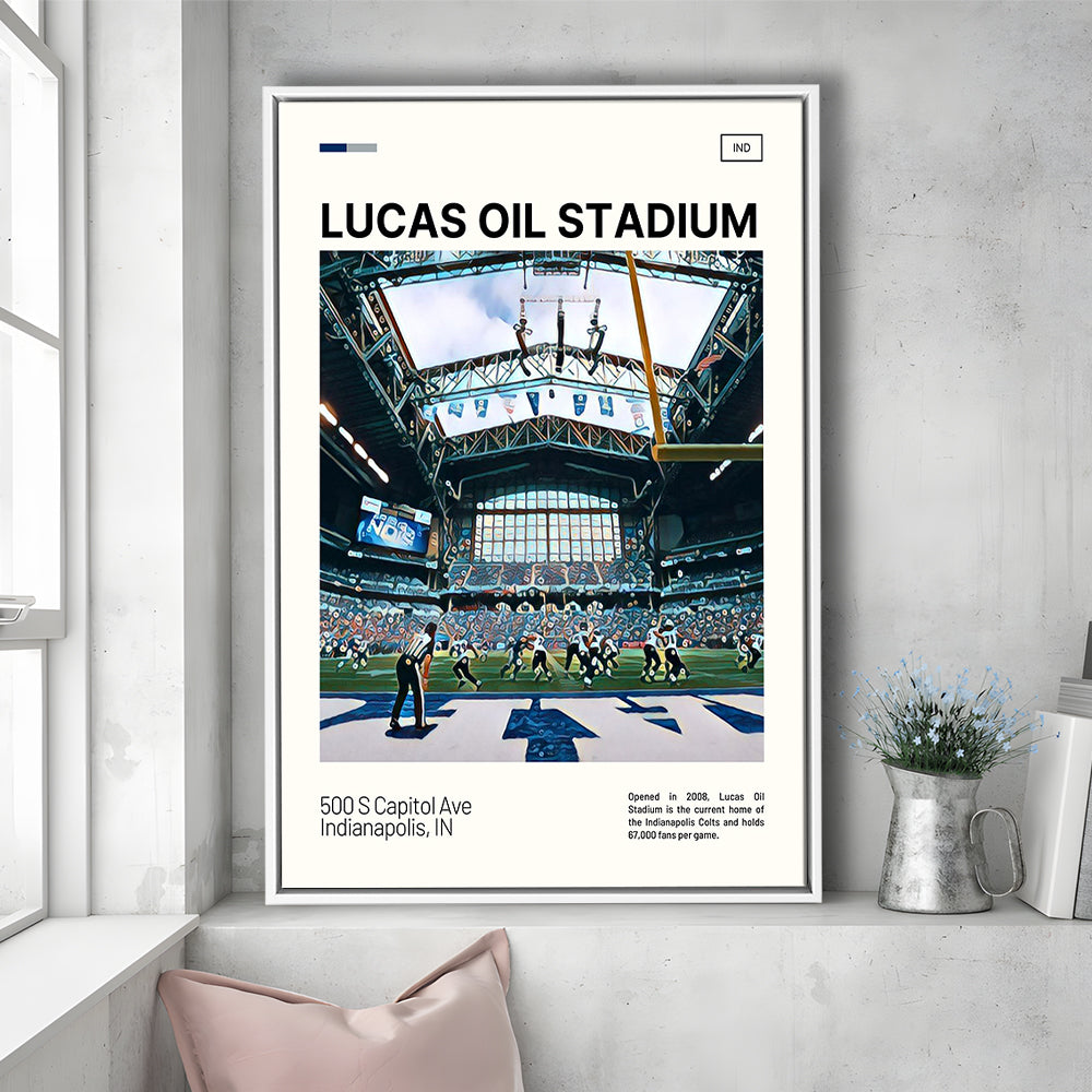 Lucas Oil Stadium Print, Indianapolis Colts Stadium Canvas Art, Man Cave Gift, Floating Framed Canvas Print Wall Art