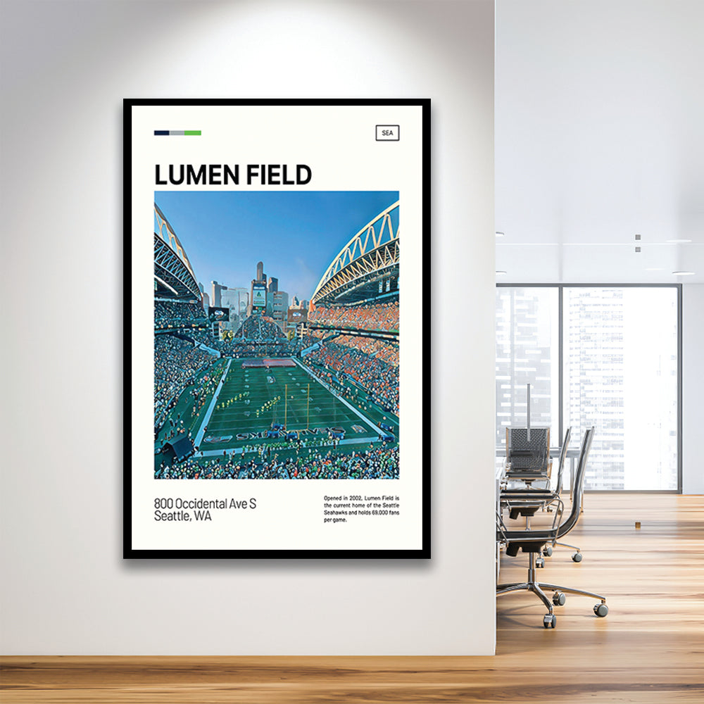 Lumen Field Print, Seattle Seahawks Stadium Art, Gifts for him, Sport Art, Framed Art Print Wall Decor