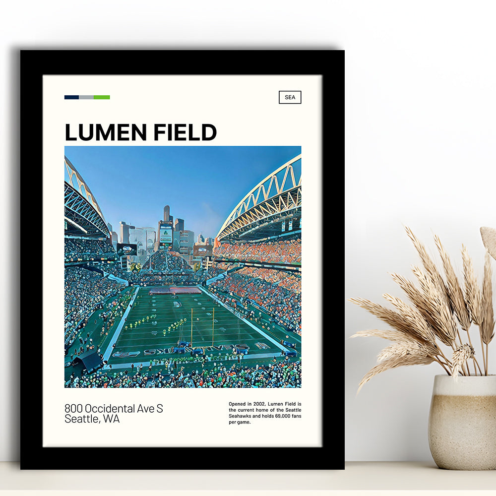 Lumen Field Print, Seattle Seahawks Stadium Art, Gifts for him, Sport Art, Framed Art Print Wall Decor