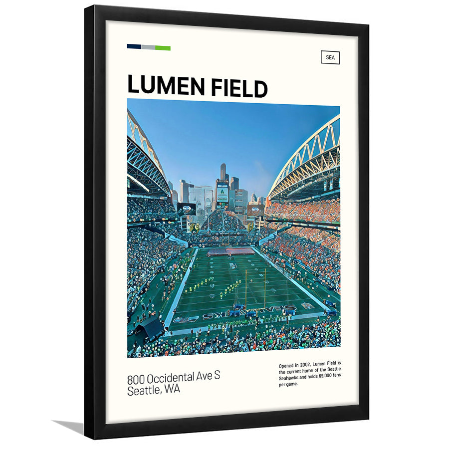 Lumen Field Print, Seattle Seahawks Stadium Art, Gifts for him, Sport Art, Framed Art Print Wall Decor