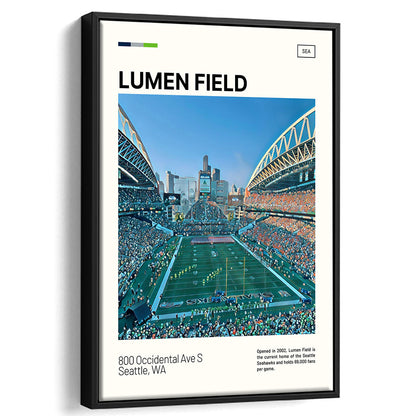 Lumen Field Print, Seattle Seahawks Stadium Canvas Art, Man Cave Gift, Floating Framed Canvas Print Wall Art