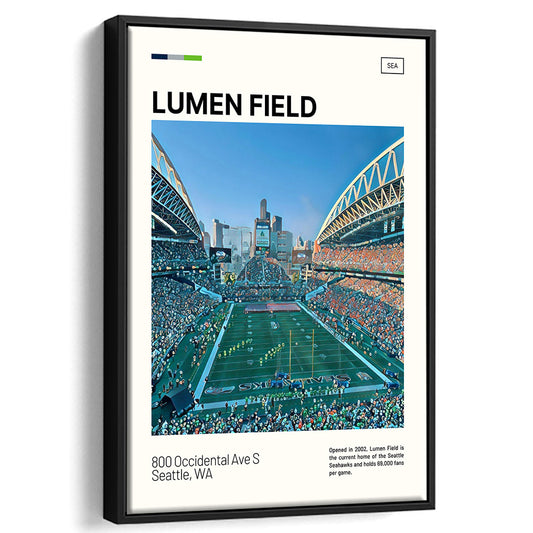 Lumen Field Print, Seattle Seahawks Stadium Canvas Art, Man Cave Gift, Floating Framed Canvas Print Wall Art