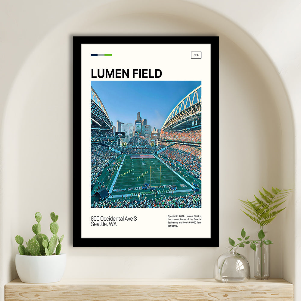 Lumen Field Print, Seattle Seahawks Stadium Art, Gifts for him, Sport Art, Framed Art Print Wall Decor