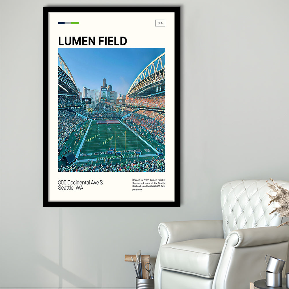 Lumen Field Print, Seattle Seahawks Stadium Art, Gifts for him, Sport Art, Framed Art Print Wall Decor