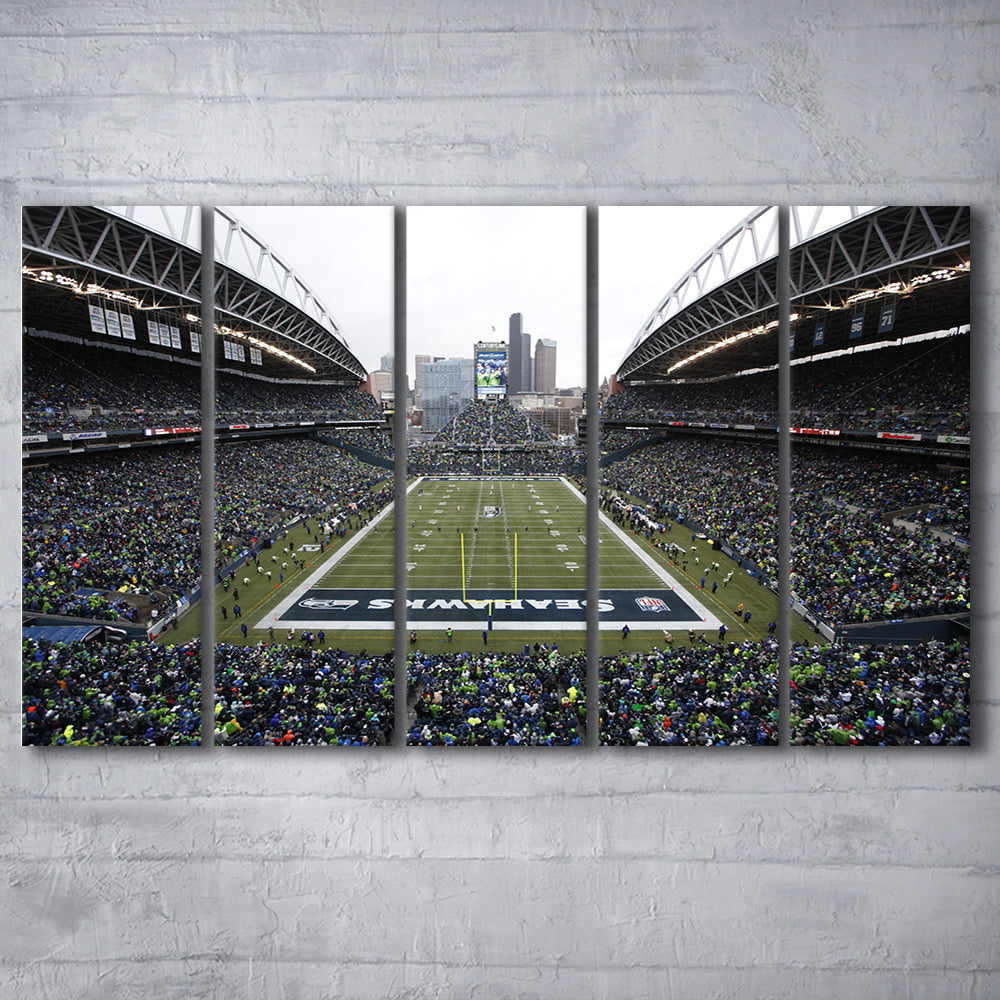 Lumen Field, Stadium Canvas, Sport Art, 5 Panel B, Extra Large Canvas, Canvas Print Wall Art