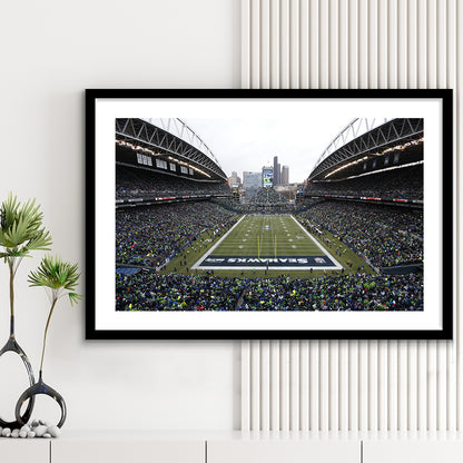 Lumen Field, Stadium Canvas, Sport Art, Gift for him, White Border Framed Art Print Wall Decor