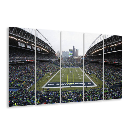 Lumen Field, Stadium Canvas, Sport Art, 5 Panel B, Extra Large Canvas, Canvas Print Wall Art