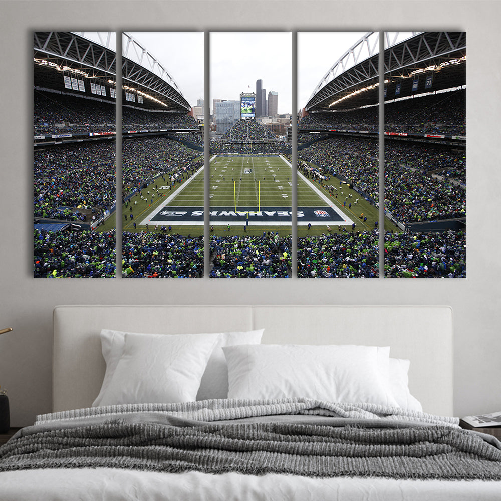 Lumen Field, Stadium Canvas, Sport Art, 5 Panel B, Extra Large Canvas, Canvas Print Wall Art