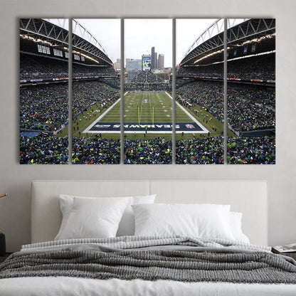 Lumen Field, Stadium Canvas, Sport Art, 5 Panel B, Extra Large Canvas, Canvas Print Wall Art