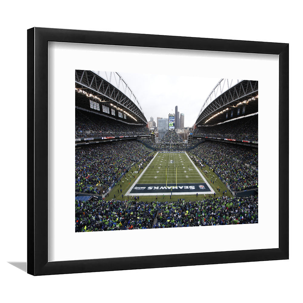 Lumen Field, Stadium Canvas, Sport Art, Gift for him, White Border Framed Art Print Wall Decor