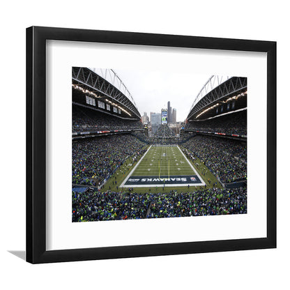 Lumen Field, Stadium Canvas, Sport Art, Gift for him, White Border Framed Art Print Wall Decor