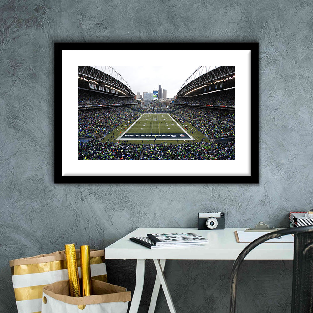Lumen Field, Stadium Canvas, Sport Art, Gift for him, White Border Framed Art Print Wall Decor