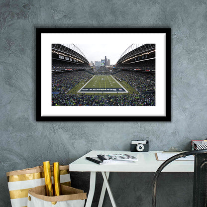 Lumen Field, Stadium Canvas, Sport Art, Gift for him, White Border Framed Art Print Wall Decor