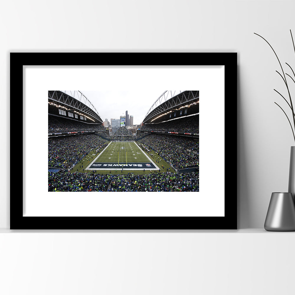 Lumen Field, Stadium Canvas, Sport Art, Gift for him, White Border Framed Art Print Wall Decor