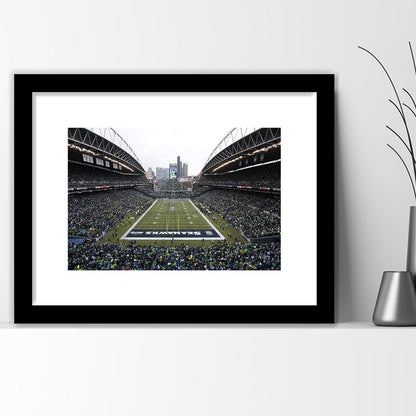 Lumen Field, Stadium Canvas, Sport Art, Gift for him, White Border Framed Art Print Wall Decor