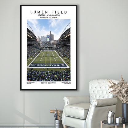 Lumen Field, Seattle Seahawks Football Stadium Wall Art Print, Sport Art Print, Framed Canvas Prints Wall Art