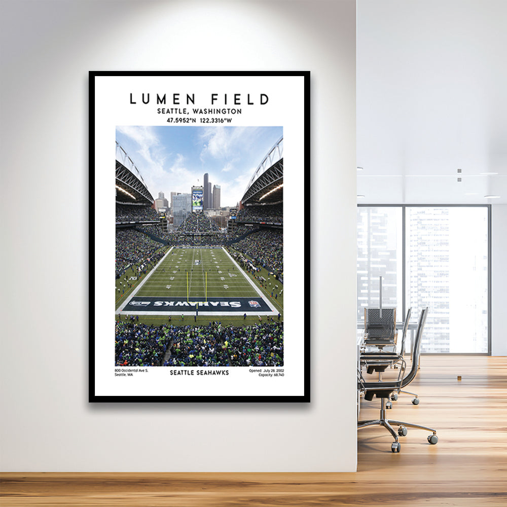 Lumen Field, Seattle Seahawks Football Stadium Wall Art Print, Sport Art Print, Framed Art Prints Wall Decor