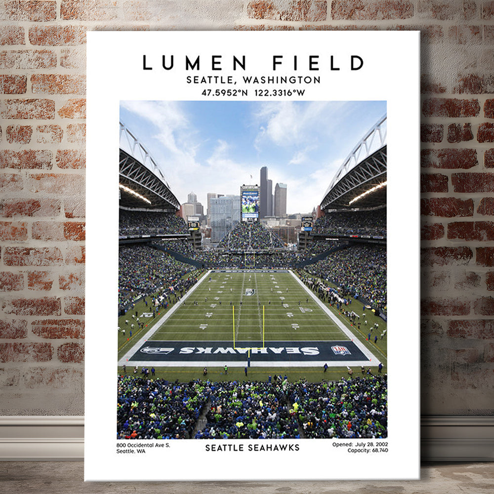 Lumen Field, Seattle Seahawks Football Stadium Wall Art Print, Sport Art Print, Canvas Prints Wall Art, Man Cave Decor