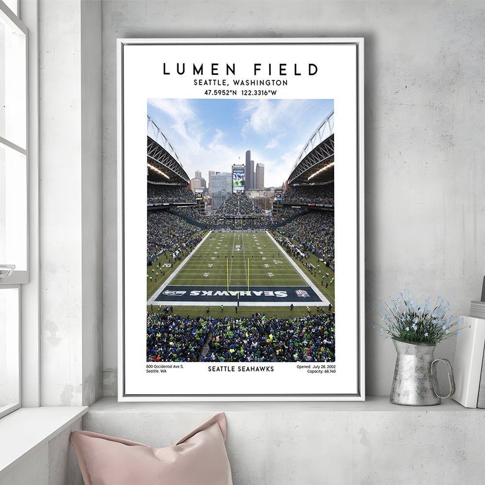 Lumen Field, Seattle Seahawks Football Stadium Wall Art Print, Sport Art Print, Framed Canvas Prints Wall Art