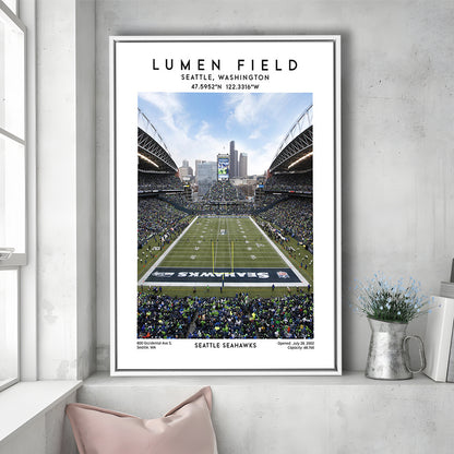 Lumen Field, Seattle Seahawks Football Stadium Wall Art Print, Sport Art Print, Framed Canvas Prints Wall Art