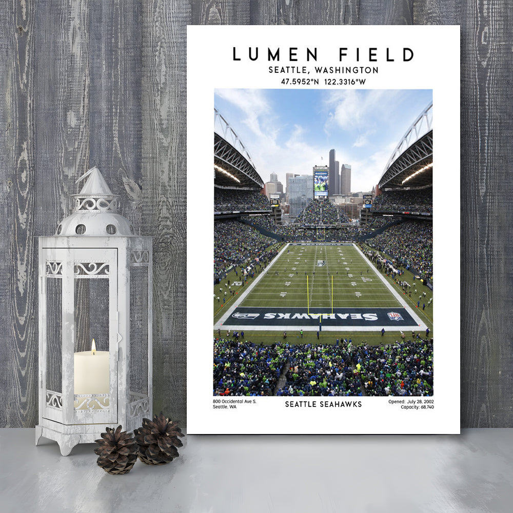 Lumen Field, Seattle Seahawks Football Stadium Wall Art Print, Sport Art Print, Canvas Prints Wall Art, Man Cave Decor