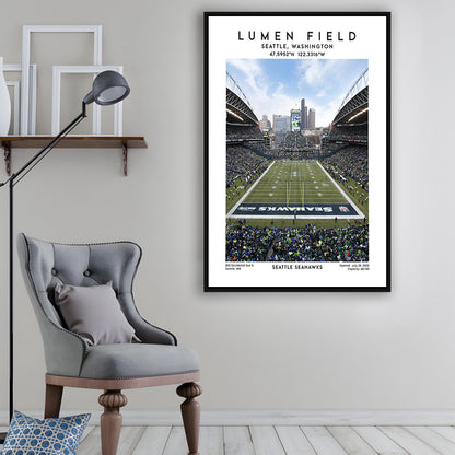 Lumen Field, Seattle Seahawks Football Stadium Wall Art Print, Sport Art Print, Framed Canvas Prints Wall Art