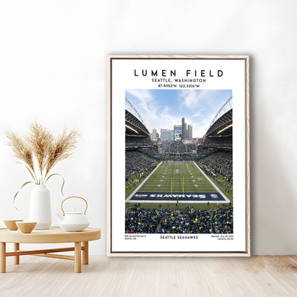 Lumen Field, Seattle Seahawks Football Stadium Wall Art Print, Sport Art Print, Framed Canvas Prints Wall Art