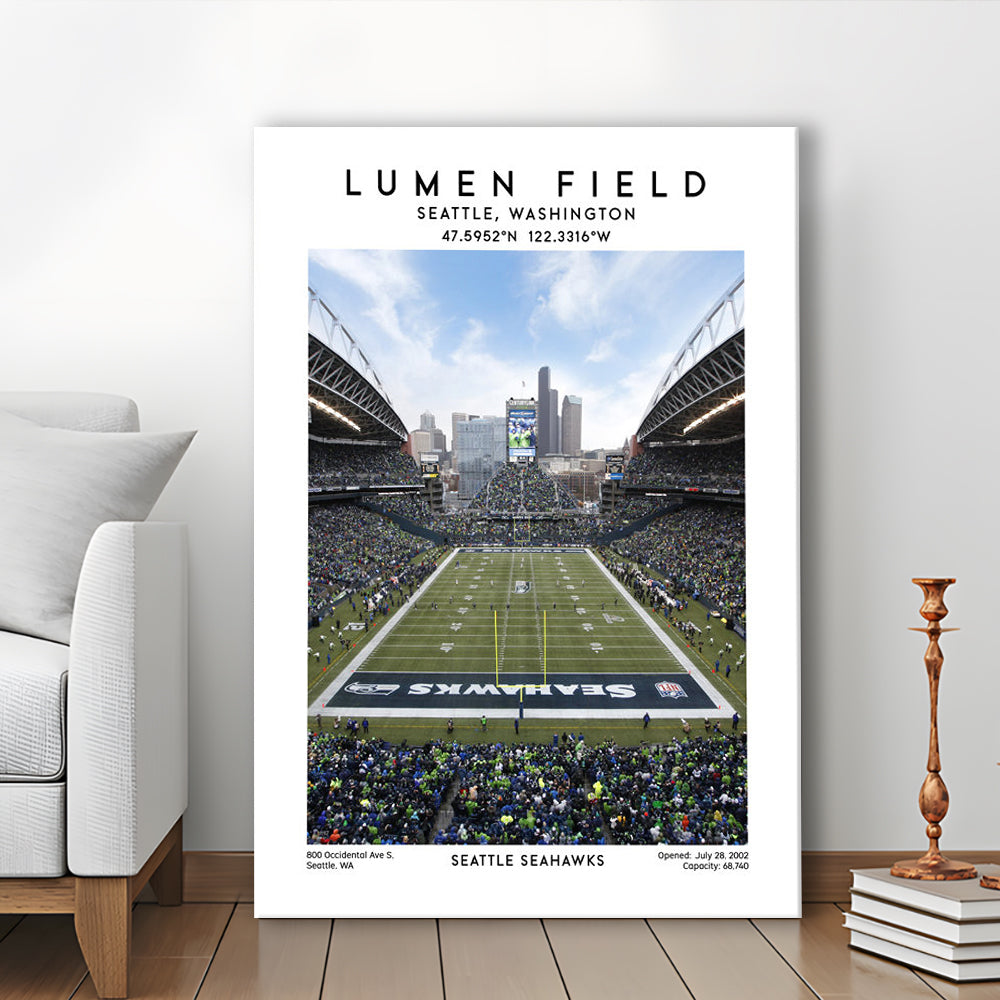 Lumen Field, Seattle Seahawks Football Stadium Wall Art Print, Sport Art Print, Canvas Prints Wall Art, Man Cave Decor