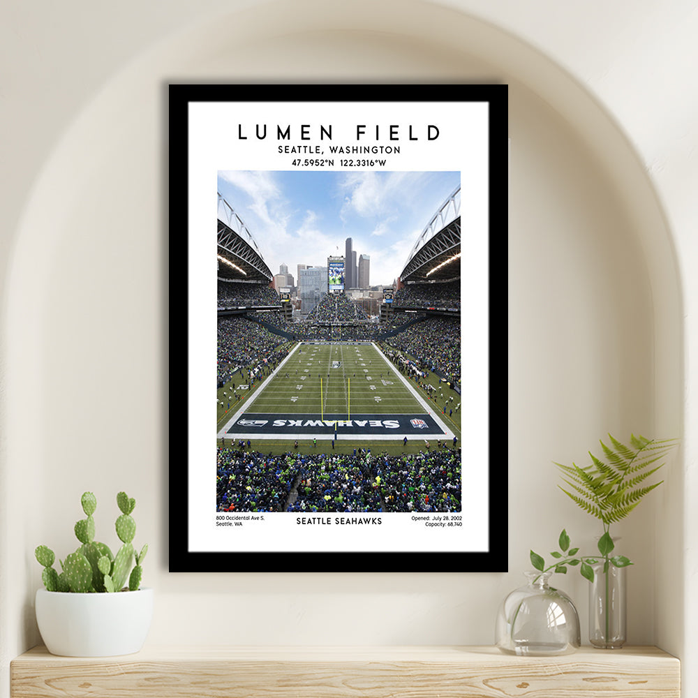 Lumen Field, Seattle Seahawks Football Stadium Wall Art Print, Sport Art Print, Framed Art Prints Wall Decor