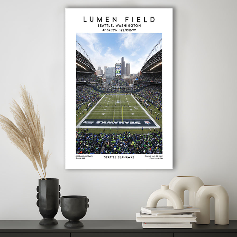 Lumen Field, Seattle Seahawks Football Stadium Wall Art Print, Sport Art Print, Canvas Prints Wall Art, Man Cave Decor