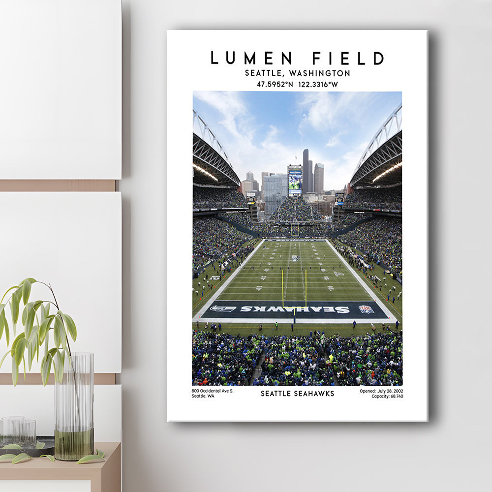 Lumen Field, Seattle Seahawks Football Stadium Wall Art Print, Sport Art Print, Canvas Prints Wall Art, Man Cave Decor
