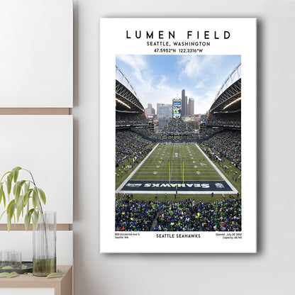 Lumen Field, Seattle Seahawks Football Stadium Wall Art Print, Sport Art Print, Canvas Prints Wall Art, Man Cave Decor