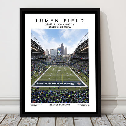 Lumen Field, Seattle Seahawks Football Stadium Wall Art Print, Sport Art Print, Framed Canvas Prints Wall Art