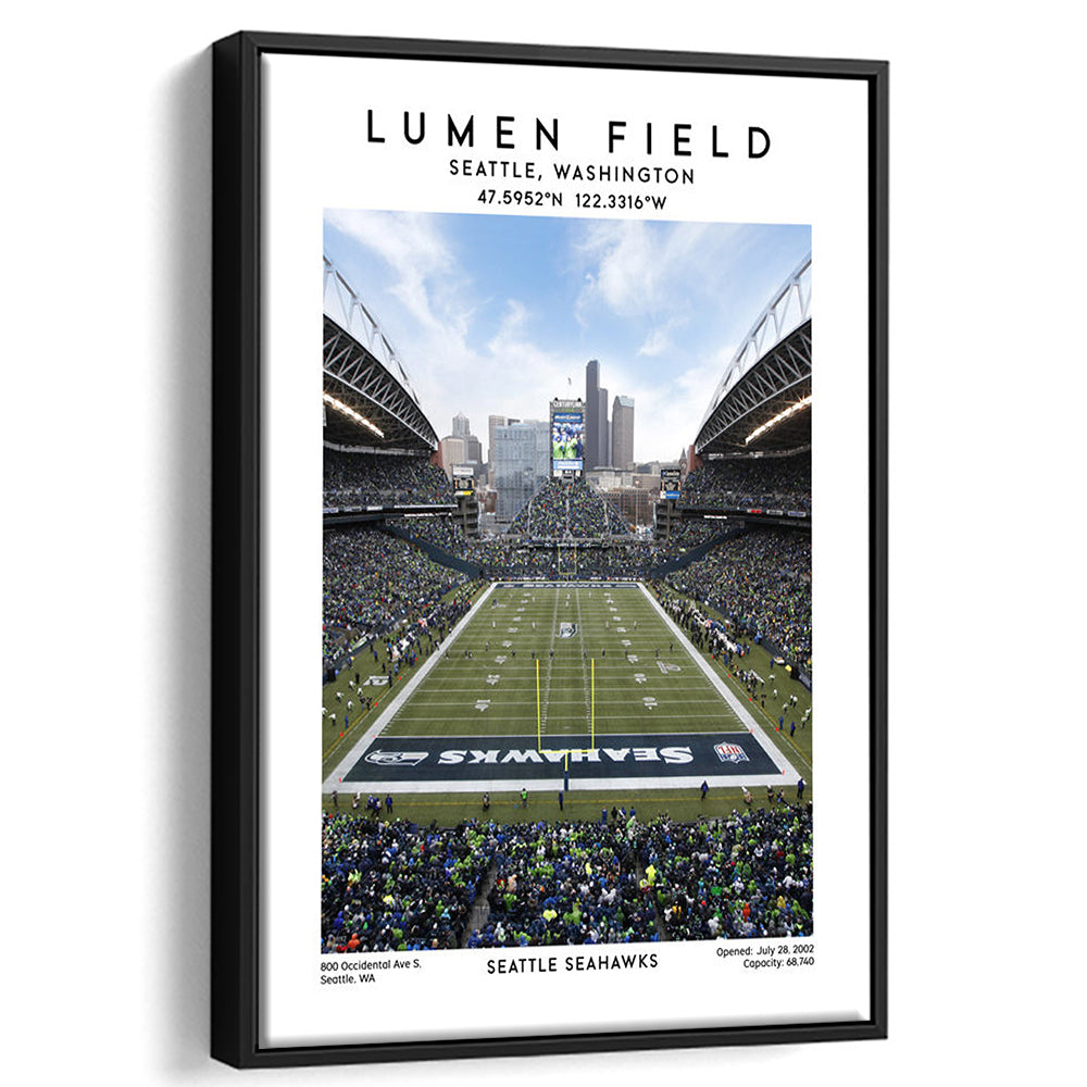 Lumen Field, Seattle Seahawks Football Stadium Wall Art Print, Sport Art Print, Framed Canvas Prints Wall Art