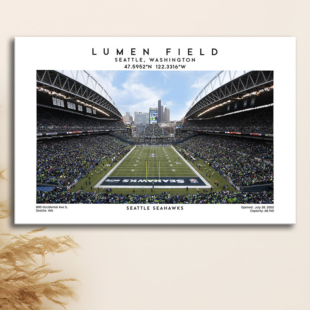 Lumen Field Print, Seattle Seahawks Football Stadium Wall Art, Sport Art Print, Canvas Print Wall Art, Man Cave Gift