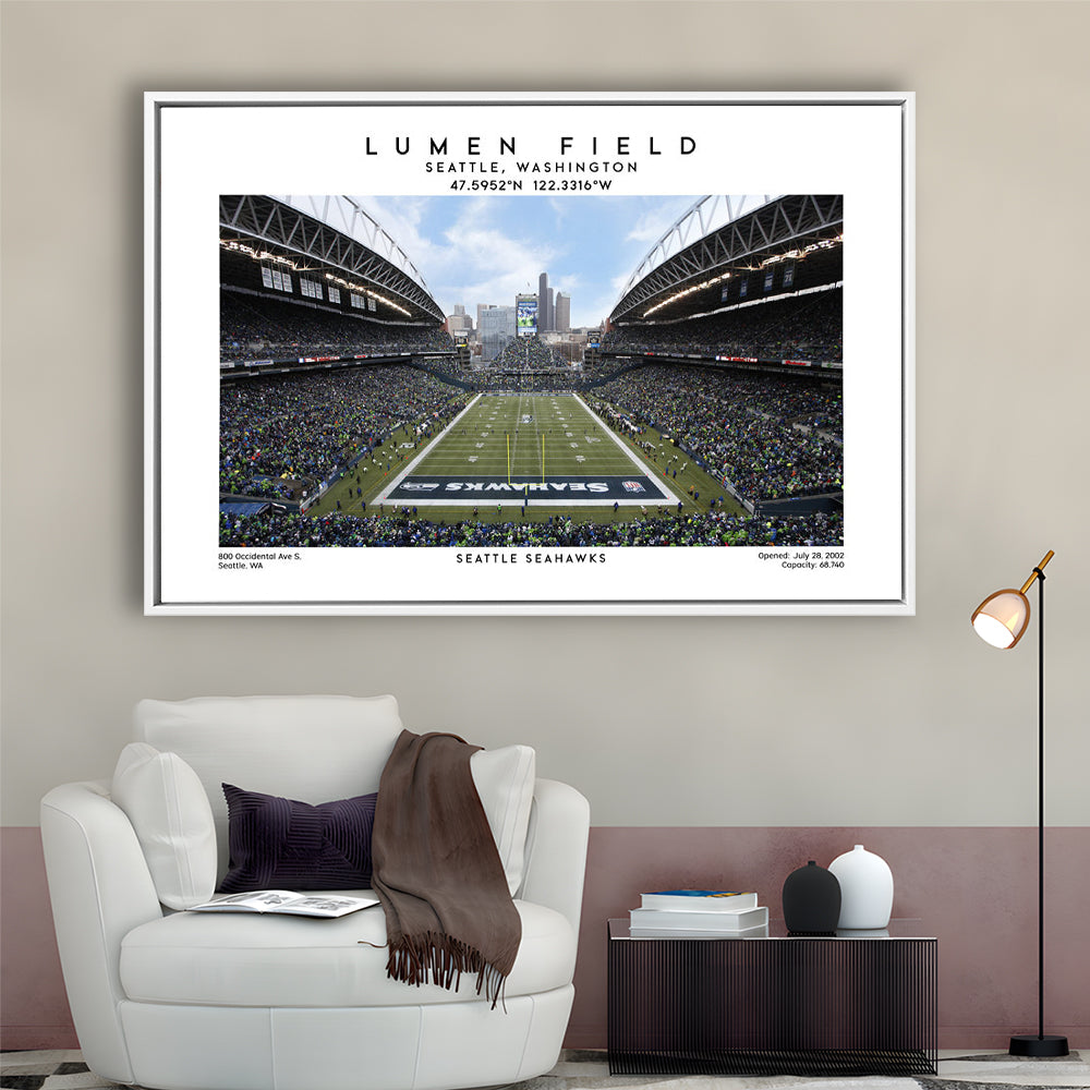 Lumen Field Print, Seattle Seahawks Football Stadium Wall Art, Sport Art Print, Framed Canvas Print Wall Art