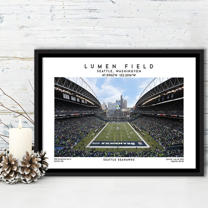 Lumen Field Print, Seattle Seahawks Football Stadium Wall Art, Sport Art Print, Framed Canvas Print Wall Art