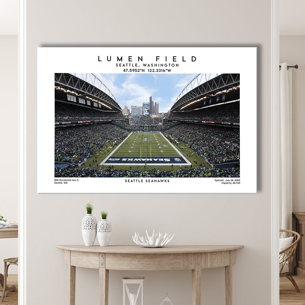 Lumen Field Print, Seattle Seahawks Football Stadium Wall Art, Sport Art Print, Canvas Print Wall Art, Man Cave Gift