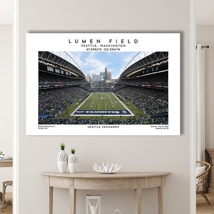 Lumen Field Print, Seattle Seahawks Football Stadium Wall Art, Sport Art Print, Canvas Print Wall Art, Man Cave Gift